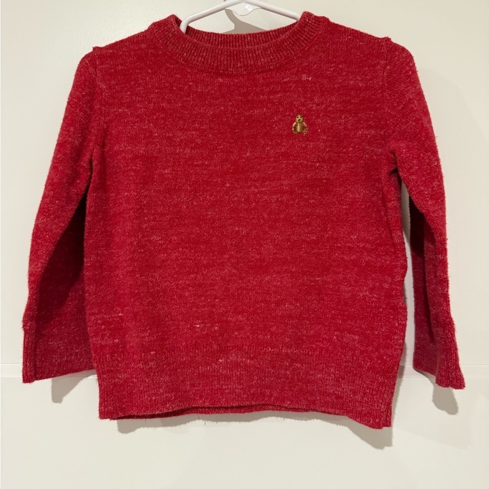 GAP Red Kids Crewneck Sweater with Gold Bear Pin